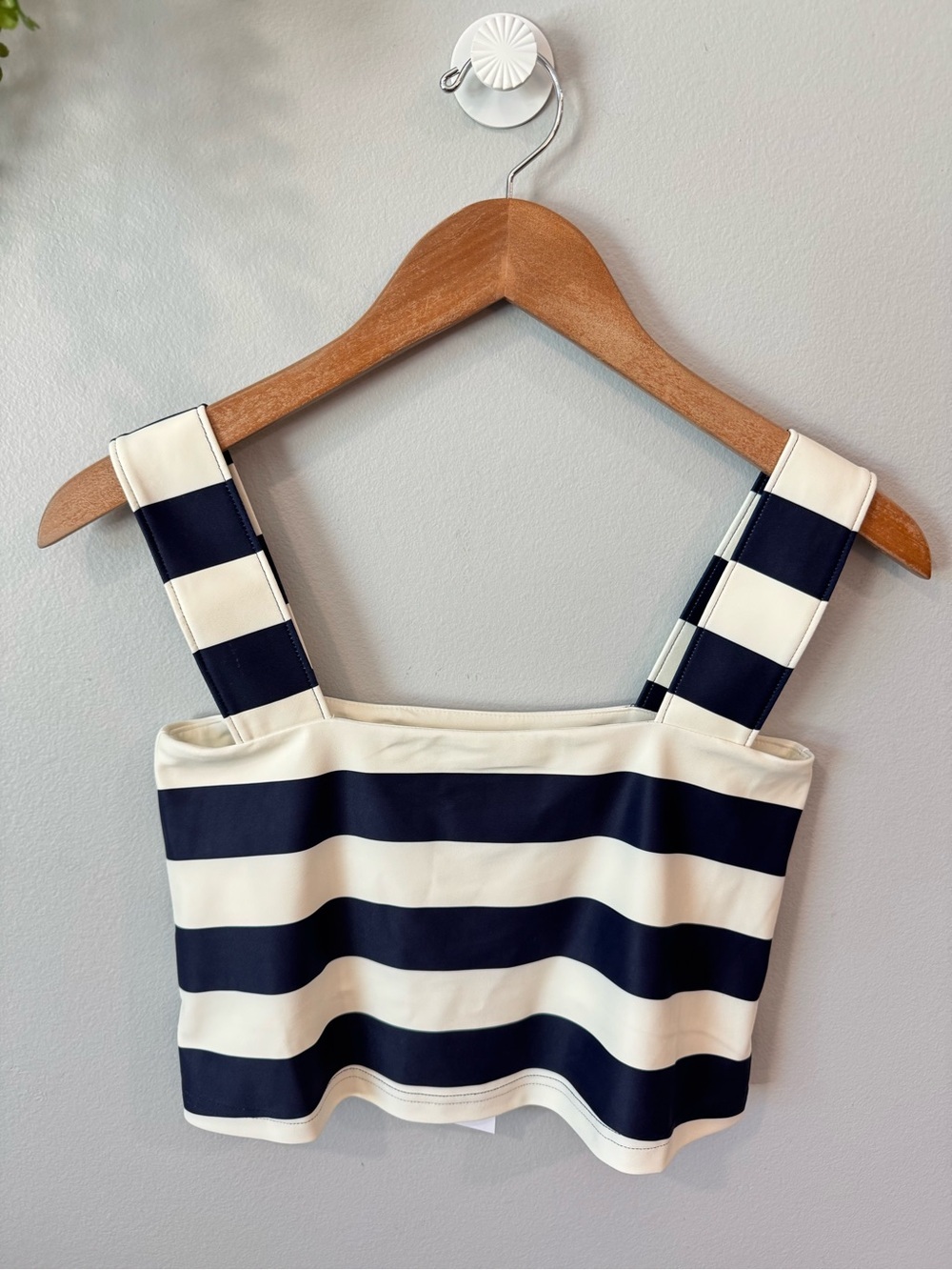 Smith And Quinn Striped Navy & White Crop Top - Women's Square Neck Sz Xs